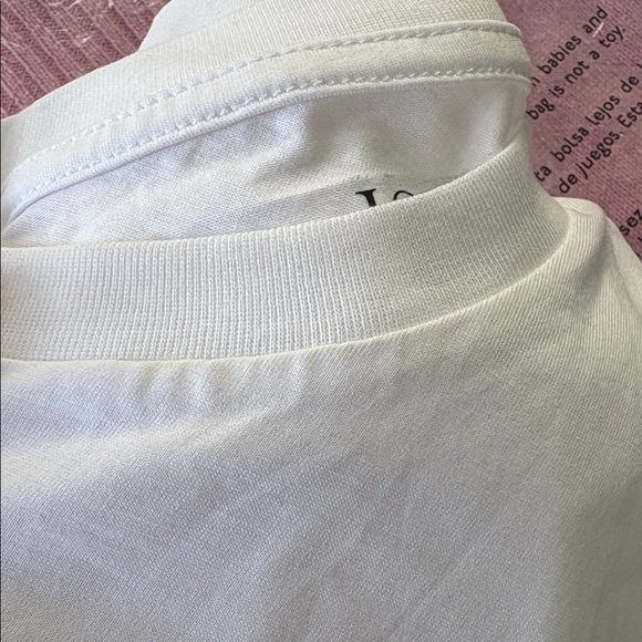 J. Crew Pima cotton asymmetrical ruched T-shirt Small White Pima Cotton Tee - Picture 6 of 6